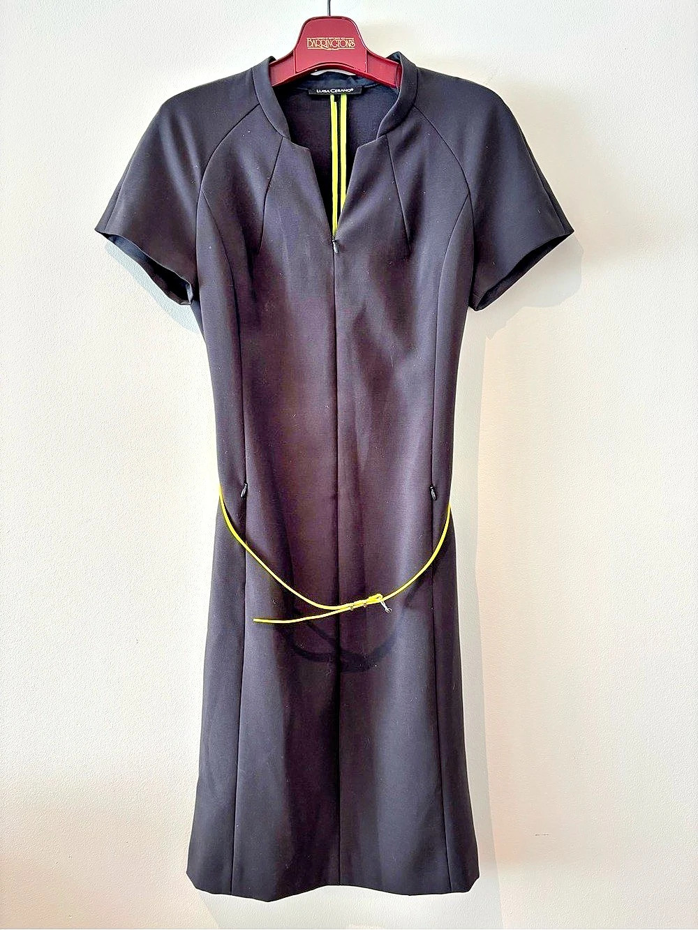 Luisa Cerano Black Dress Size 8 Belted